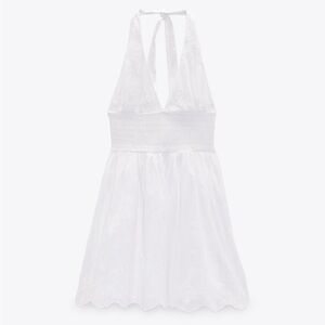 Embroidered Halter Mini Linen Dress